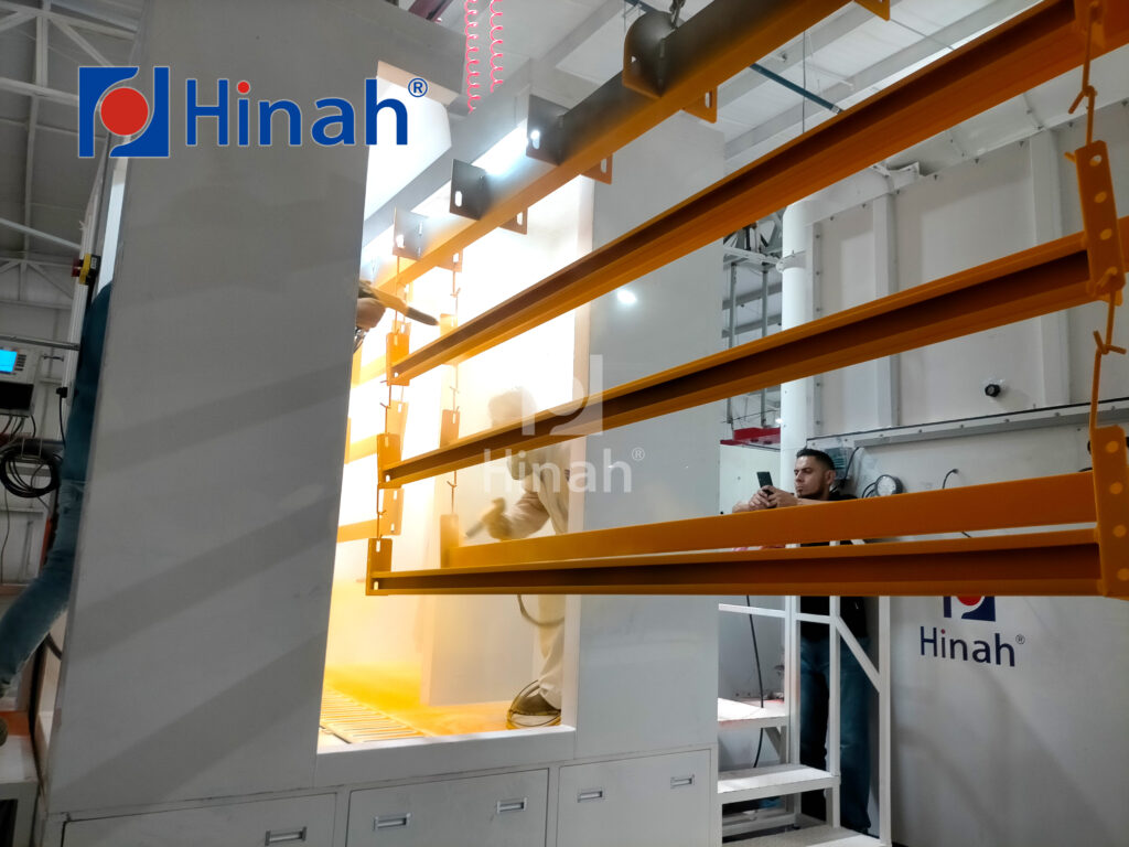 automatic powder coating booth with spray guns